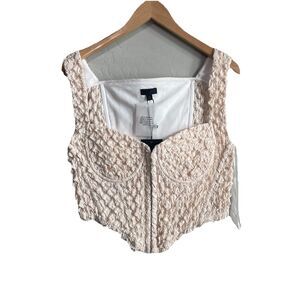 Women’s Revolve NBD Cream Bustier Top Size Large Donnie Buster Ruched Fabric NWT